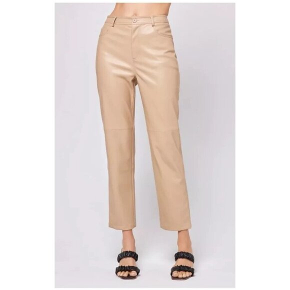 L*Space Small Womens Pants Quincey Faux Leather Cropped NWT - Picture 1 of 5